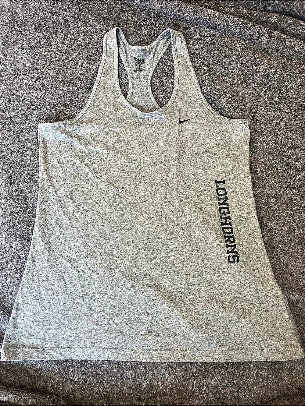 Nike Racerback Tank Top in Gray Size with Longhorns text- size L Like New